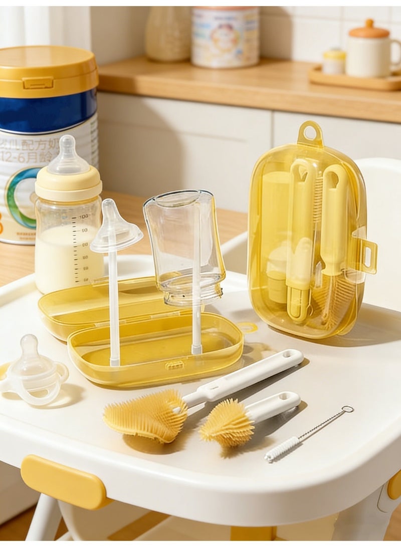 EXCLIFE Baby bottle three generations multifunctional small portable bottle brush pacifier cleaning brush set soft brush head - Image 3